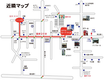 Map around Hotel Route Tsukuba